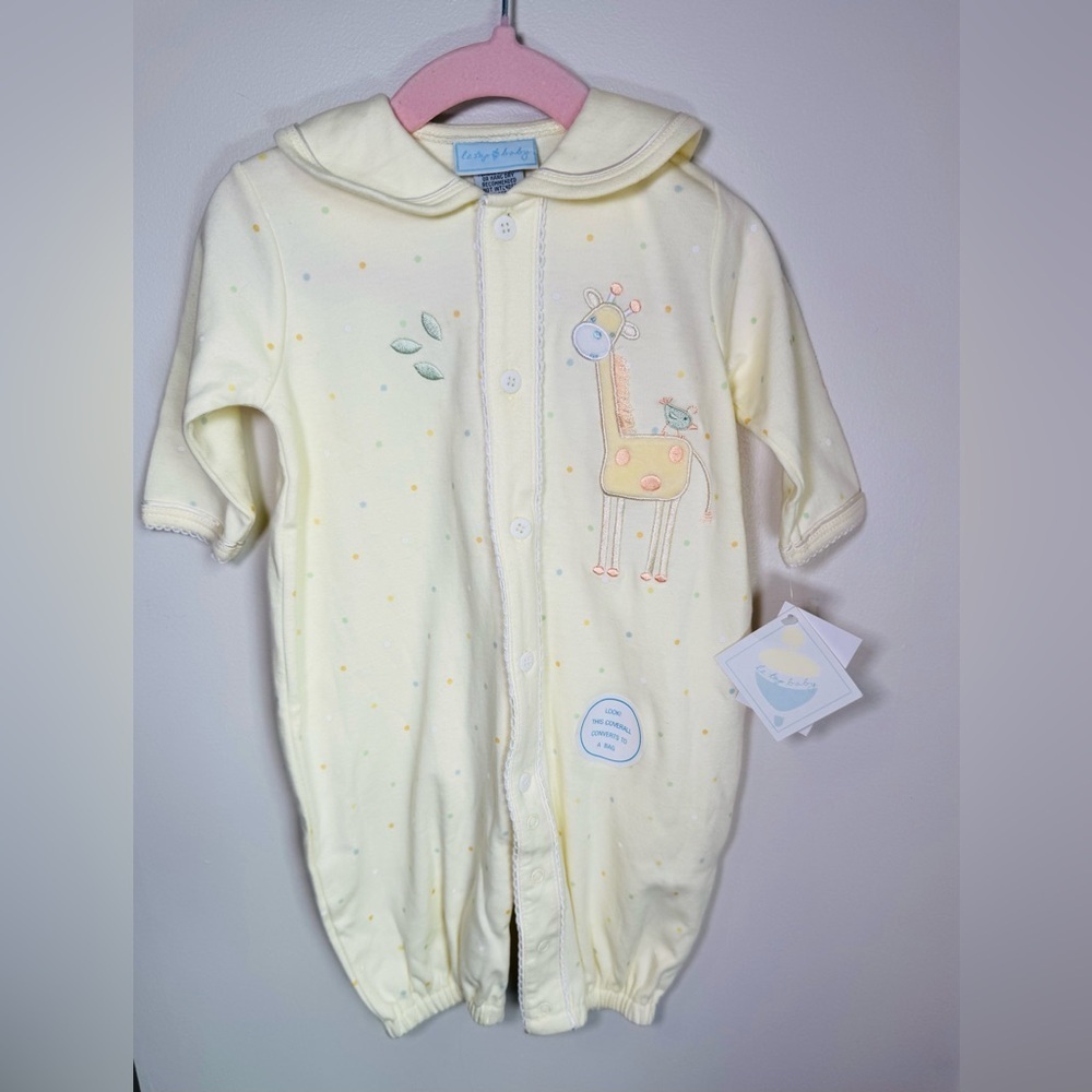 NWT Le Top Vintage Yellow Baby Romper Size 6M